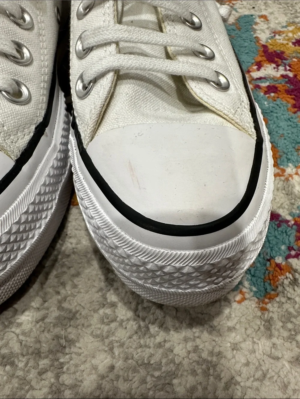 Converse All Star White Low Top Platform Chuck Taylor Sneakers - Picture 9 of 11